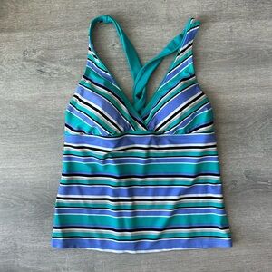 South Point Striped Blue and Green Tankini Top size 10